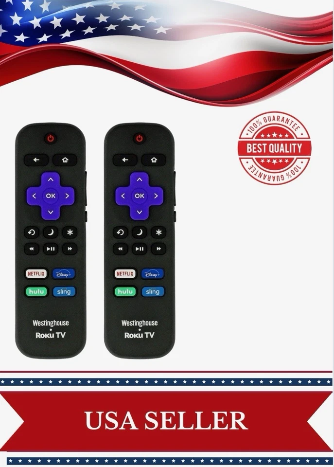 NEW OEM Westinghouse Roku TV Remote Control Netflix Disney+ Hulu Sling - 2Pack - Image 1 of 4