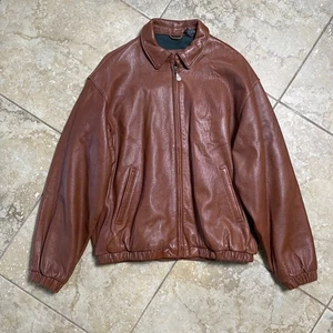 Giubbotto bomber uomo Hunt Club pelle marrone zip intera colletto grande 42-44 - Foto 1 di 7