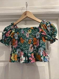 Bonnie Jean Bright Floral Smocked Top Girls Size 5 Summer Coastal - Picture 1 of 4