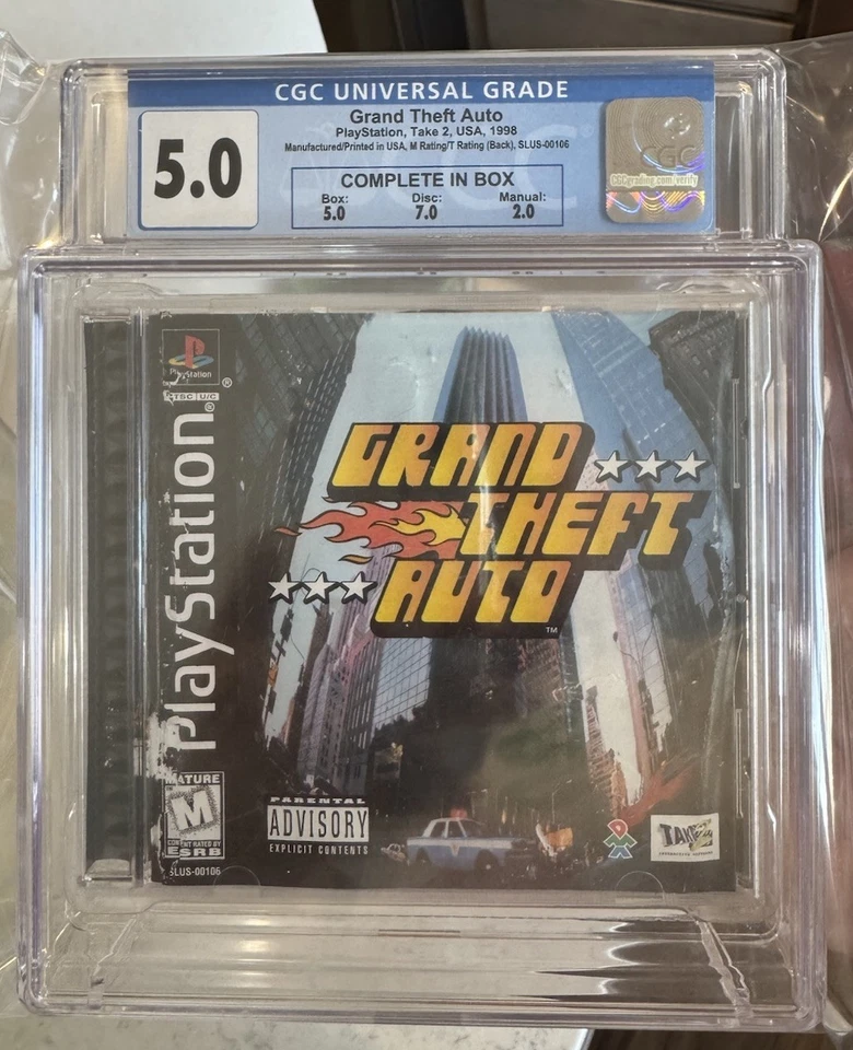 GRAND THEFT AUTO CGC 5.0 PlayStation 1 (1998) Box 5.0, Disc 7.0, Manual 2.0 - Image 1 of 1