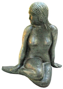 Statuina sirenetta vintage anni 60 metallo fuso 4 1/4" La Petite Sirene Danimarca - Foto 1 di 8