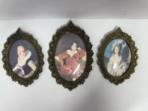3 Vintage ITALY Metal GOLD Tone Antique Action PHOTO Brass PICTURE FRAMES Ornate - Picture 1 of 9