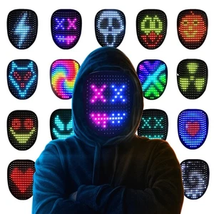Interactive LED Mask with Gesture Control, 50 Light Patterns, Rechargeable Fun - Picture 1 of 6
