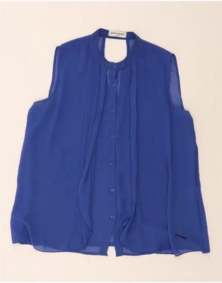 Blusa Camisa Pierre Cardin Mujer Transparente Sin Mangas Reino Unido 18 XL Azul AW10 Foto 1 de 4
