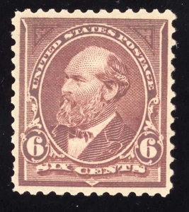 US Scott 256 Mint HR OG 6c dull brown James Garfield Lot K033 bhmstamps - Picture 1 of 2