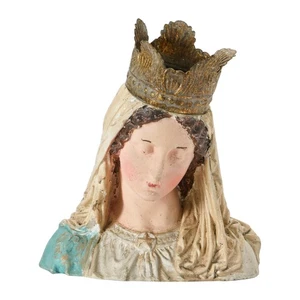 Hand-Painted Magnesia Vintage Reproduction Virgin Mary Bust with Removable Crown - Picture 1 of 6