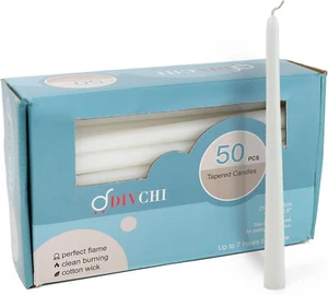 50 Pack Tapered Candles Dinner Candle Stick Set with 7 Hours Burning Time - Picture 1 of 6