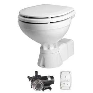 Johnson Pump Compact Electric Toilet 12V w/Pump White Porcelain Marine Boat Aqua - Picture 1 of 1