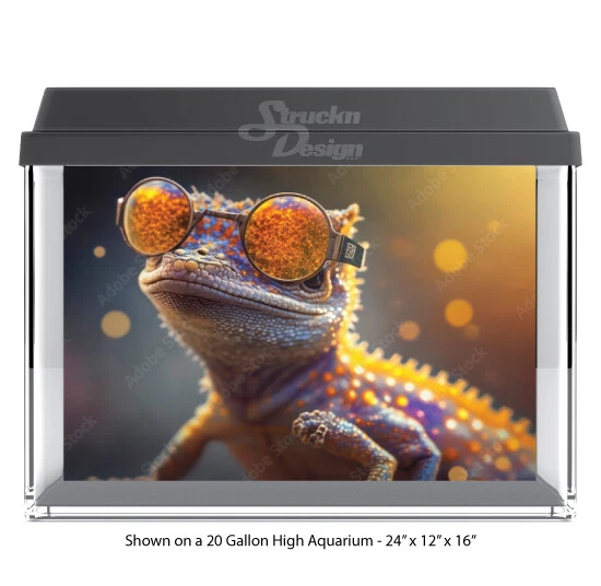 Genial Gecko Lagarto Divertido Poliéster Pecera Telón de Fondo de Vidrio Fondo de Acuario Foto 1 de 1