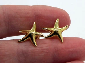 Tiffany & Co Estate Elsa Peretti 18K Yellow Gold Starfish Pierced Earrings  - Picture 1 of 4