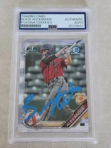 2019 BOWMAN CHROME BLAZE ALEXANDER RC SIGNED CARD BCP-53 PSA DNA DIAMONDBACKS - Picture 1 of 2