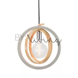 Timber Circular Concrete Pendant Hanging light Round Wood Design Modern Natural - Bild 1 von 6