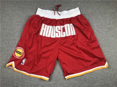 Houston Rockets Men's Vintage Basketball Shorts Stitched Red Just Don Size:S-XXL Cover