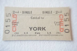 Cattal nach York BR British Rail Railway Zugticket  - Bild 1 von 2