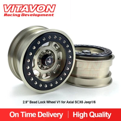 Vitavon Alu 2.9" Bead Lock Wheel for Axial SCX6 Jeep Wrangler 1/6 titanium/Black - Image 1 of 4
