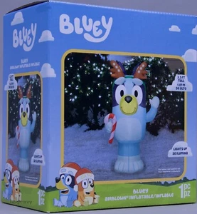 Gemmy 3.5 ft Bluey Christmas Antlers &Candy Cane Airblown Yard Inflatable NIB - Picture 1 of 2