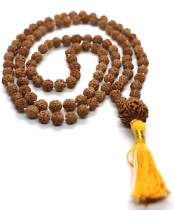 Rudraksha 7 Mukhi Guru Bead Mala, Rudraksh Japa Mala Rosary 108 +1 Bead Yoga - Picture 1 of 3