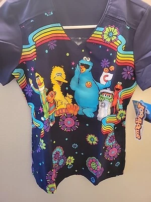 Sesame Street Cherokee Scrubs Tooniforms V Neck Top TF639 SWCG XXS -  2XS - Image 1 of 4