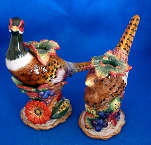 FITZ & FLOYD "Autumn Bounty " Pair of Figural Pheasant Candlesticks - Estate  - Bild 1 von 5