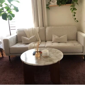 Tavolino da caffè 15" cristallo quarzo bianco fatto a mano soggiorno divano centrotavola deco - Foto 1 di 10