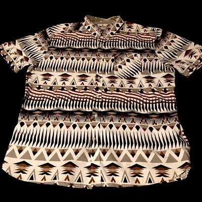 Volcom Shirt Mens XXL Geo Aztec Short Sleeve White Button Up with Pocket - Image 1 of 4