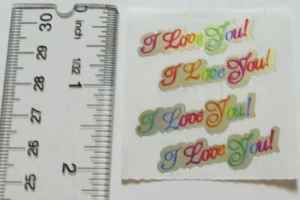 Sandylion I LOVE YOU, FOIL - 1 Square Foil 'I LOVE YOU' Vintage Sparkle Stickers - Picture 1 of 5