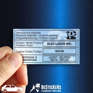 Aufkleber Paint Lancia Delta Evolution HF 16v PPG Blau Bleu Lagos Micallizato - Bild 1 von 3