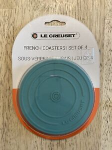 Set of 4 "Turquoise" LE CREUSET Silicone CI Lid Coasters Mini Cool Tool Teal NWT