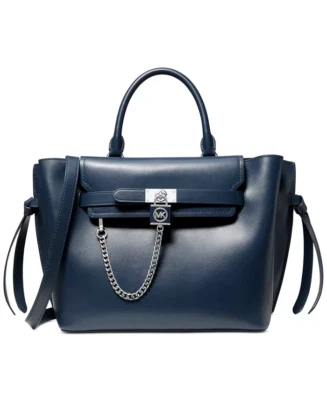 Bolso Michael Kors Hamilton Legacy Pequeño Cuero con Cinturón NUEVO CON ETIQUETAS RARO AZUL MARINO/Plateado Foto 1 de 4
