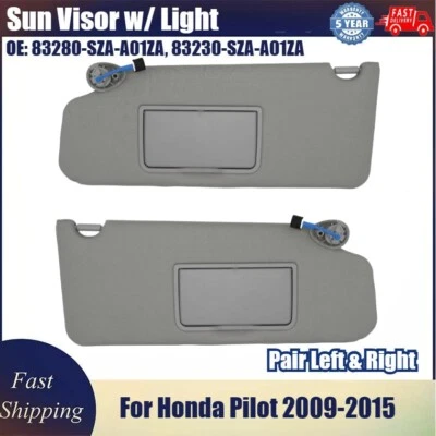 Pair Left & Right Sun Visor w/ Light For Honda Pilot 2009-2015 83280SZAA01ZA - Image 1 of 4