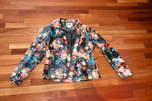 AMI Blooming Floral Print Faux Leather Jacket Size L Vibrant - Picture 1 of 7