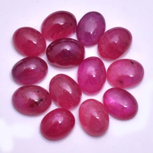 13 Pcs Natural Ruby Oval Cabochon 6.88mm-7.53mm Dazzling Red Loose Gemstones Lot - Picture 1 of 4