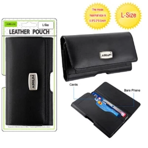 For Tribute Royal - Black Horizontal Leather Pouch Case Cover Belt Clip Holster - Picture 1 of 7