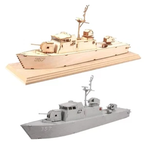 YOUNGMODELER Hochgeschwindigkeitsboot Holz Montage Spielzeug Bausatz Selbstbemalt Militär - Bild 1 von 8
