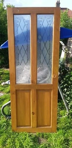PINE GLAZED INTERNAL DOOR WITH ETCHED GLASS - Picture 1 of 1