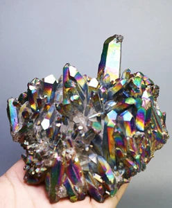 1.32lb Colorful Aura Quartz Crystal Titanium Bismuth Silicon Cluster Rainbow - Picture 1 of 10
