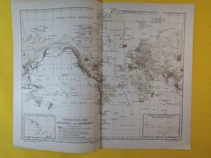 1904 - World Map Earthquakes/Seaquakes - Vintage Map ORIGINAL 11.5 x 9.5"- C19-5 - Picture 1 of 3