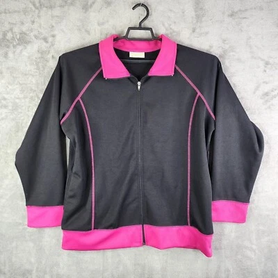 Jaqueta Bobbie Brooks Feminina Preta e Rosa Zíper Completo Manga Longa Plus Size 1X - Imagem 1 de 4