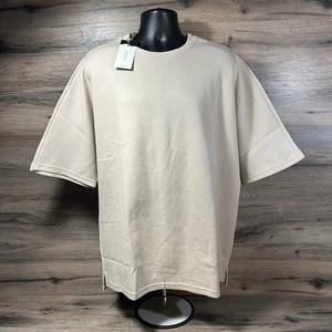 Kidoriman Shirt Mens 3XL Beige Oversized Drop Shoulder Japanese Streetwear New - Picture 1 of 9