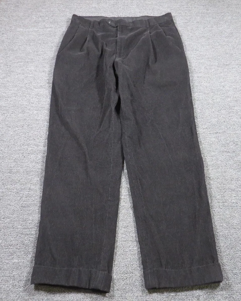 Мужские вельветовые брюки Jos A Bank 36x31 черные плиссированные с манжетами Executive Collection - Изображение 1 из 4