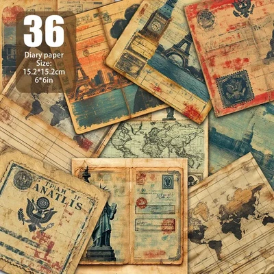 Vintage Antique Travel Tickets 36 Scrapbook Papers Old Travel Tickets 15cm - Image 1 of 4