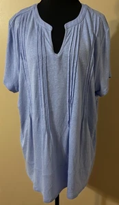 J. Jill Damen Plissee vorne Tunika Bluse Shirt Größe 2X blau Baumwolle Boho Freizeit - Bild 1 von 5