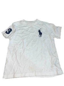 Polo Ralph Lauren White Short Sleeve Tshirt Navy Logo Boys Size 3T - Picture 1 of 3