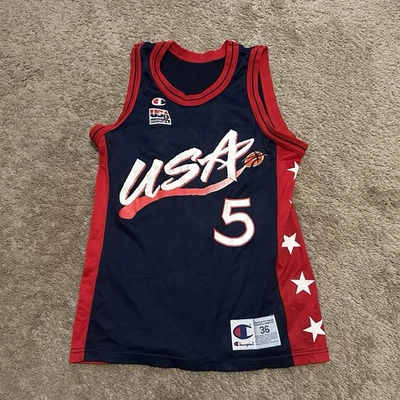 Camiseta olímpica vintage Grant Hill EE. UU. juvenil XL NBA baloncesto años 90 azul  Foto 1 de 4