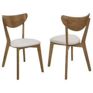 Kersey Mid Century Modern Set of 2 Wood Dining Side Chairs Curved Back Padded... - Picture 1 of 8