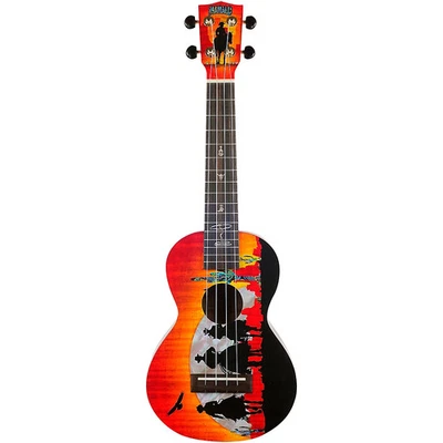 Mahalo Artist Elite Graphics Wild West Concert Ukulele With Bag Wild West Motif - Image 1 of 4