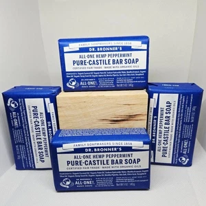 NEU Dr. Bronner's All-One Hanf Pfefferminze reine Kastilienseife 5 Unzen Bar 4 Riegel - Bild 1 von 5
