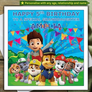 PAW PATROL BIRTHDAY CARD personalised AGE RELATIONSHIP NAME - Picture 1 of 4