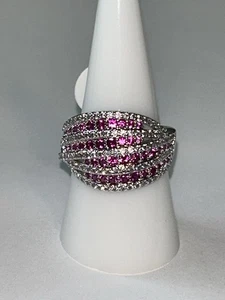 Size 9 DO A DOUBLE TAKE Lab Ruby Ring on Rhodium July 2024 Bomb Party NEW! - Picture 1 of 4