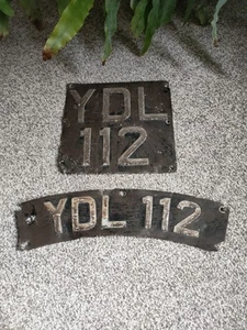 Vintage YDL 112 NUMMERNSCHILD GROSSBRITANNIEN ENGLAND ISLE OF WIGHT MOTORRAD X2 - Bild 1 von 6